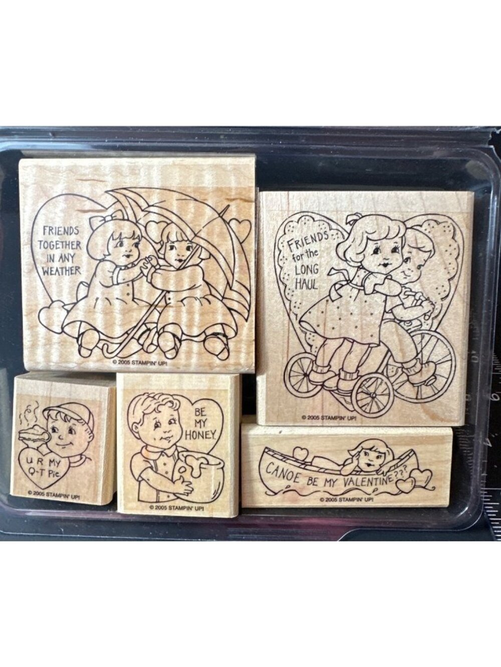 Stampin Up Vintage Valentines Rubber Stamp Set Wood Mounted